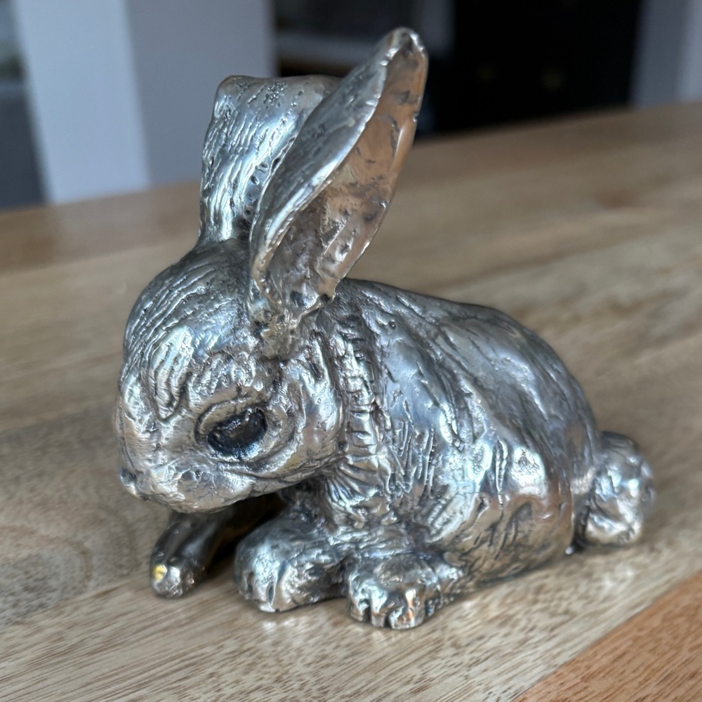 Vintage D’Argenta Silver Brass Rabbit Easter Decor